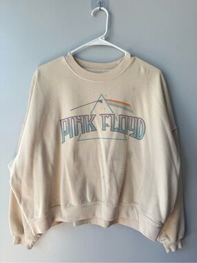 Pink Floyd Cream Crewneck Sweatshirt with Pastel Graphic